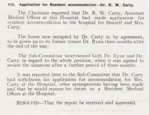 application for accomoddation dr r w carty july 1945.jpg